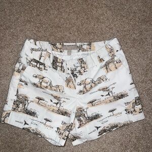 Banana Republic White and Tan Animal Print Shorts